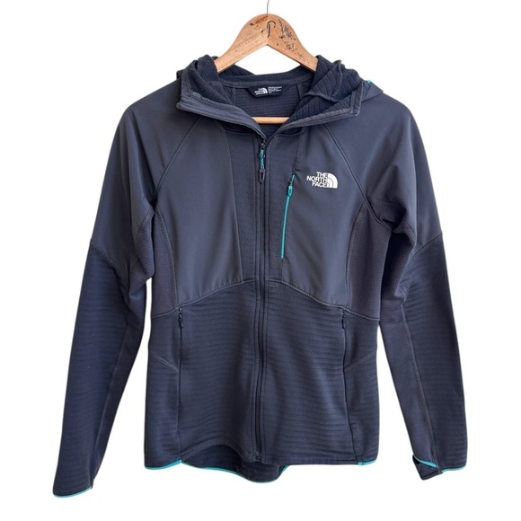 The North Face Dark Gray Full Zip Hooded Jacket Womens Size S Zip Pockets - Picture 1 of 16